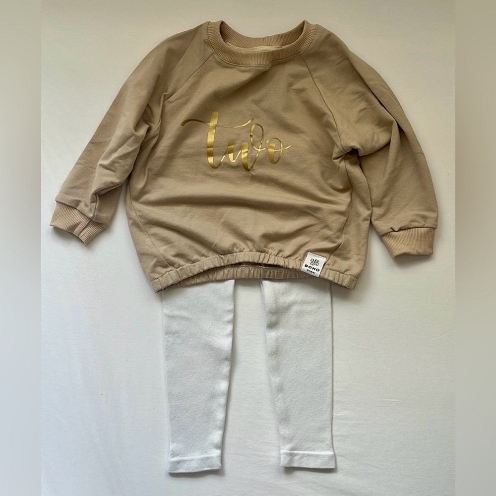 Toddler Girl 2nd Birthday Outfit- Sweatshirt and Leggings Size 18-24 Months